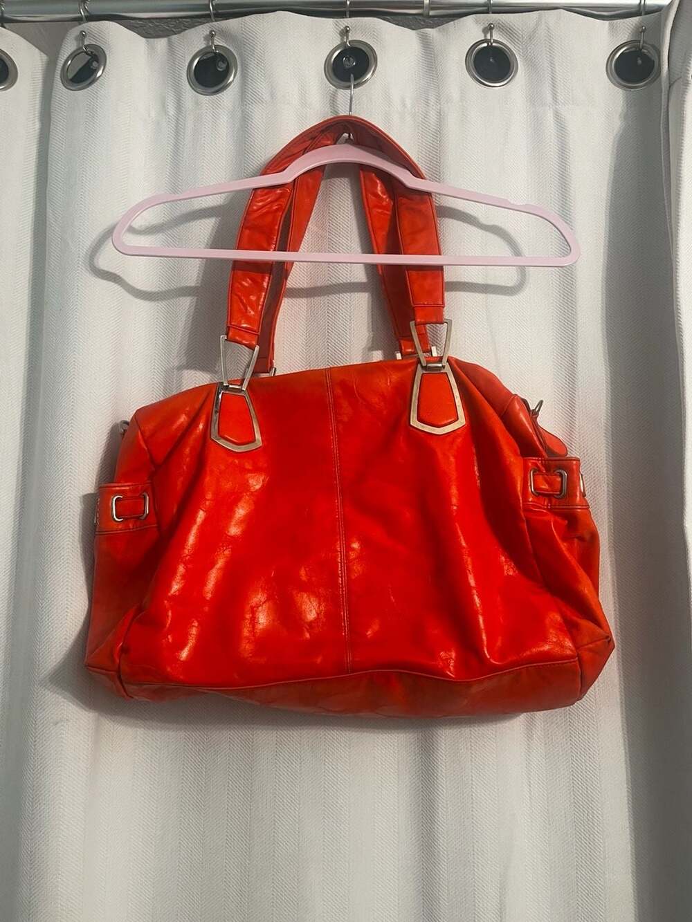 Big Buddha Red Faux Leather Satchel with Silver-Tone Hardware